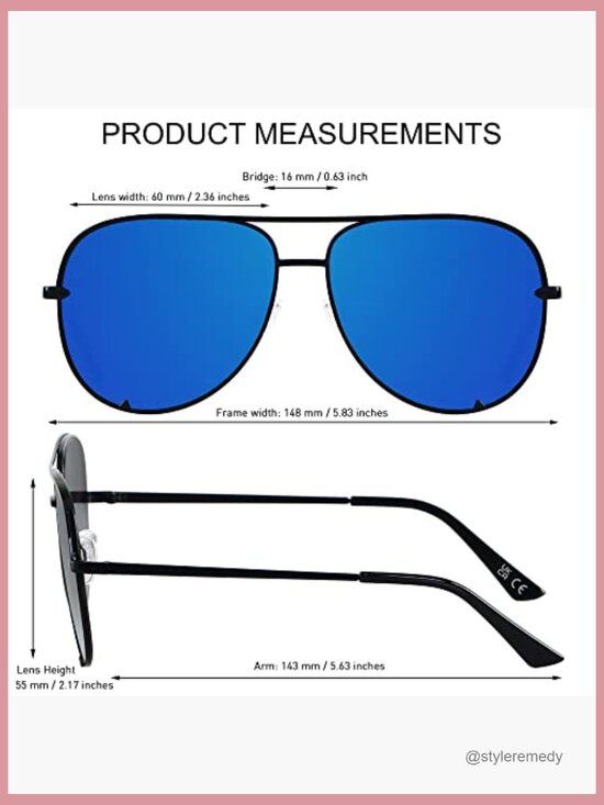 Oversized Aviator Sunglasses with UV400 Protection Metal Frame